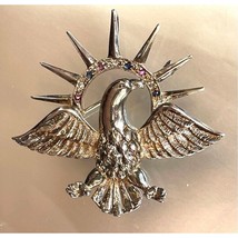 925 Sterling Silver Multi Gemstones Crowned Eagle BROOCH/PENDANT Sky - $64.35