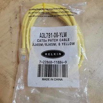 Belkin CAT5e Patch Cable 6 Ft A3l791-06-YLW RJ45M/RJ45M Yellow Ethernet - £11.36 GBP