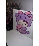 Handmade Sparkling Diamond Painting - Cute Purple Kawaii Cat Wall Decor - $190.00