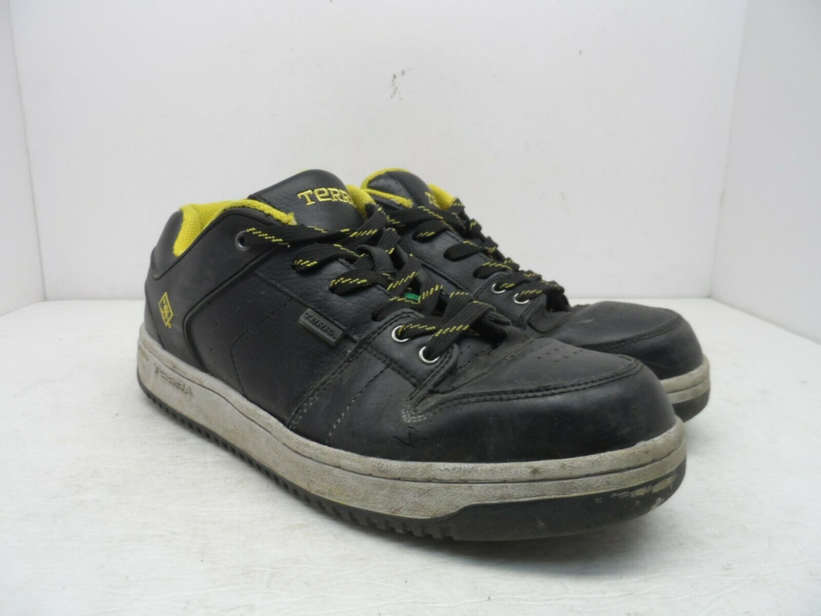Terra Men&#39;s Austin STCP Leather Skate Style Work Shoe Black/Yellow Size ... - $21.37