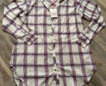 Knox Rose Plaid Tunic Shirt White Purple Size Large - £11.39 GBP