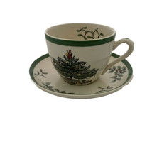 Spode Christmas Tree Cup Saucer Set Tea Green Trim S3324 Holiday Replacement - £10.13 GBP