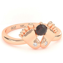Baby Feet Garnet Diamond Ring In 14k Rose Gold - £262.93 GBP