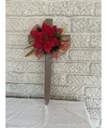 Christmas Cemetery Cross: Poinsettia And Sugarplums, Christmas Grave Decor - $477.63 MXN