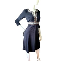 SIGRID OLSEN Dress Sequin V-Neck Empire Waist Knee Length Petite Floral ... - £41.21 GBP