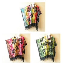 KG36 Batik Tie Dye Women Plus Poncho Caftan Hippie Tunic Blouse Top up to 5X - £19.59 GBP