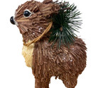 Sisal Reindeer Figurine with pine cone and branch Brown Green  - $6.48