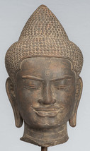 Antico Khmer Stile Nero Beige Shiva Testa Statua - Il Distruttore - 50cm/50.8cm - £2,034.83 GBP