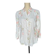 Vintage White Cream 3/4 Sleeve Button Down Shirt Size XL - $28.71