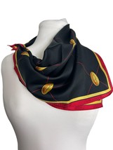 Vintage Talbots Silk Scarf Navy Blue Red Spell Out 21&quot; Square Rolled Hem - £14.98 GBP