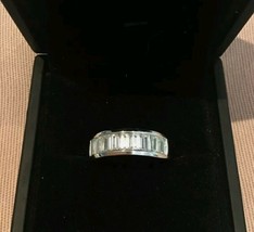 1.4 Carat Diamond Baguette Cut Half Eternity Ring Platinum Finish Size O - £55.09 GBP