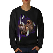 Wellcoda Sloth Cash Funny Animal Mens Sweatshirt, Wild Casual Pullover Jumper - £23.94 GBP+