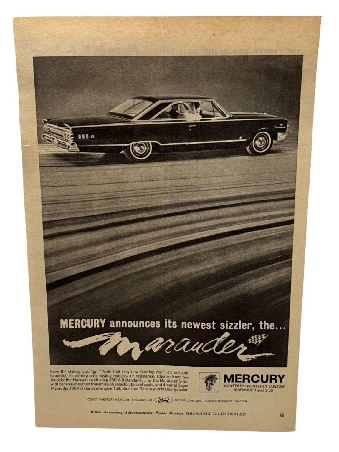 Ford Mercury Marauder Vintage 1963 Print Ad S-55 Auto V-8 Original Ad - £11.92 GBP