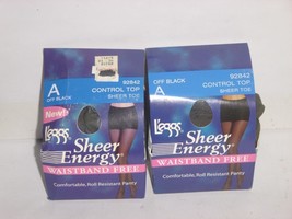 (2 pack) Leggs Sheer Energy Control Top Pantyhose - Sheer Toe -A - Black... - $16.82