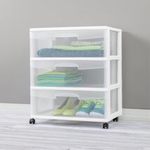 Sterilite Wide 3 Drawer Cart, Clear Plastic Storage Drawers, Wheels Incl... - $40.00