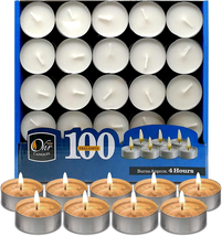 OHR CANDLES Tealight Candles - 100 Pack Bulk Tea Lights Candles - White Tealight - £19.79 GBP