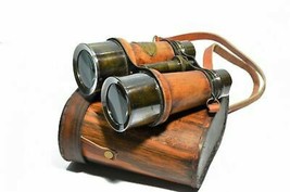 Antique Captain Solid Brass Nautical Opera Glasses Binoculars With Leather Case - £41.11 GBP