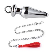 Anal Butt Plug Stainless Steel Hollow Anus Plug With Leash Chain Dilator Expende - £34.59 GBP