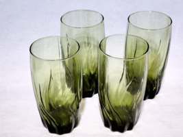 Anchor Hocking CENTRAL PARK IVY GREEN Swirl Highball Iced Tea Glass - Se... - £27.21 GBP