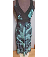 Women&#39;s Floral Tropical Flower Long Dress Cute Sexy Aqua Blue Black Medi... - £11.24 GBP