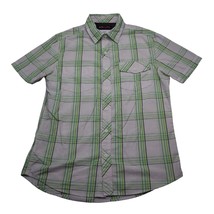 Hawk Shirt Mens Green Short Sleeve Casual Button Up Collared Plaid Polo - £14.76 GBP