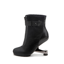 Women Genuine Leather Winter Boots Ankle Horsehair Strange Metal High   Heel Fro - £113.34 GBP