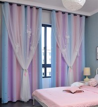 Yancorp Girls Bedroom Kids Hollow-Out Star Window Drapes Curtain 84, W52 X L84). - £33.00 GBP