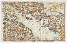 1922 Vintage Map Of Lake Constance Bodensee Lindau / Germany Switzerland Austria - $24.20