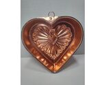 Vintage Copper Heart Mold Wall Hanging Jelly Cake Mold 7x6 Rustic Kitche... - $14.84