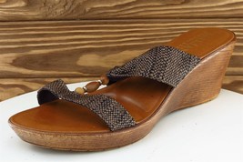 Italian Shoemakers Sz 11 M Brown Slide Fabric Women Sandals - £15.85 GBP