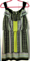 Womens Style&amp;co Blouson Dress Sleeveless Lightweight Green Black White Medium - £7.87 GBP