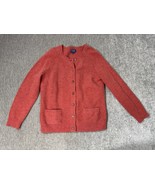 Pendleton Sweater Womens Large Coral Salmon Button Cardigan Lambs Wool J... - $29.69