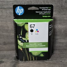 HP 67 Black &amp; 67 Color 2PK Ink Cartridge DeskJet 2732 Exp. 9/25 - £23.82 GBP