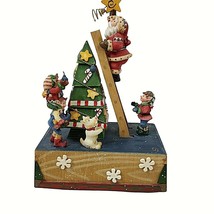 Vintage Santa Climbing Ladder Wood Musical Music Box Animated Jingle Bells - £35.60 GBP