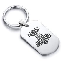 Stainless Steel Viking Mjolnir (Thor’s Hammer) Dog Tag Keychain - £7.86 GBP