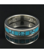 Spiderweb Turquoise and Turquoise Wedding Ring - $425.00