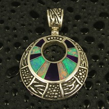 Sterling silver pendant inlaid with Australian opal and sugilite by Mark Hileman - £795.21 GBP
