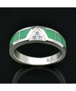 Chrysoprase Ring With White Sapphires in Sterling Silver - $536.54 CAD