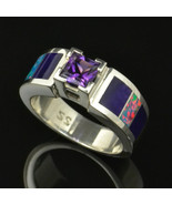 Lab Created Opal Wedding or Engagement Ring with Amethyst and Sugilite - $611.25 CAD