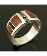 Dinosaur Bone Ring with Black Diamond and Black Onyx - $679.25 CAD