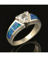 Lab Created Opal Wedding Ring with Trillion White Sapphire - $801.42 CAD