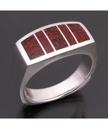 Red dinosaur bone ring in sterling silver - $536.54 CAD