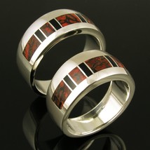 Dinosaur Bone His and Hers Wedding Ring Set by Hileman Silver Jewelry - £637.02 GBP