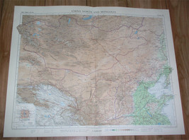 1958 Vintage Map Of Mongolia / China Beijing / Gobi Desert / Scale 1:5,000,000 - $30.45