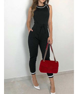 Contrast Binding Tie Waist Casual Jumpsuit - $41.95
