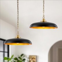 NZZDYI 2 Pieces Large Black and Gold Pendant Lighting 17.7inch Farmhouse - $57.00 NZZDYI 2 Pieces Large Black and Gold Pendant Lighting 17.7inch Farmhouse - $57.00