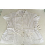 Women&#39;s white short sleeve eyelet fabric lined button down blouse waist ... - $27.23 CAD
