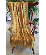 Hand Knit CARON® Simply Soft™ &#39;Autumn Maize&#39; Afghan - $100.00