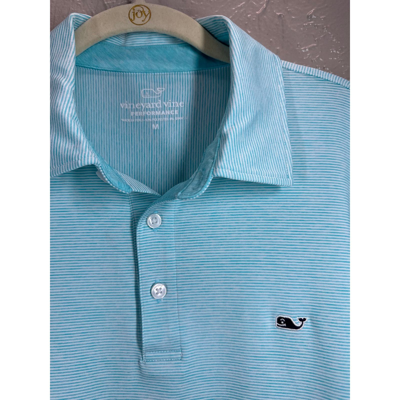 Vineyard Vines Mens Striped Polo Aqua Short Sleeve Collared Perfomance Medium Item image 3
