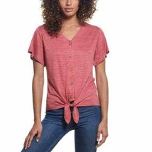 Weatherproof Vintage Womens Side Tie Front Top Size Large Color Cherry Heather - £27.26 GBP